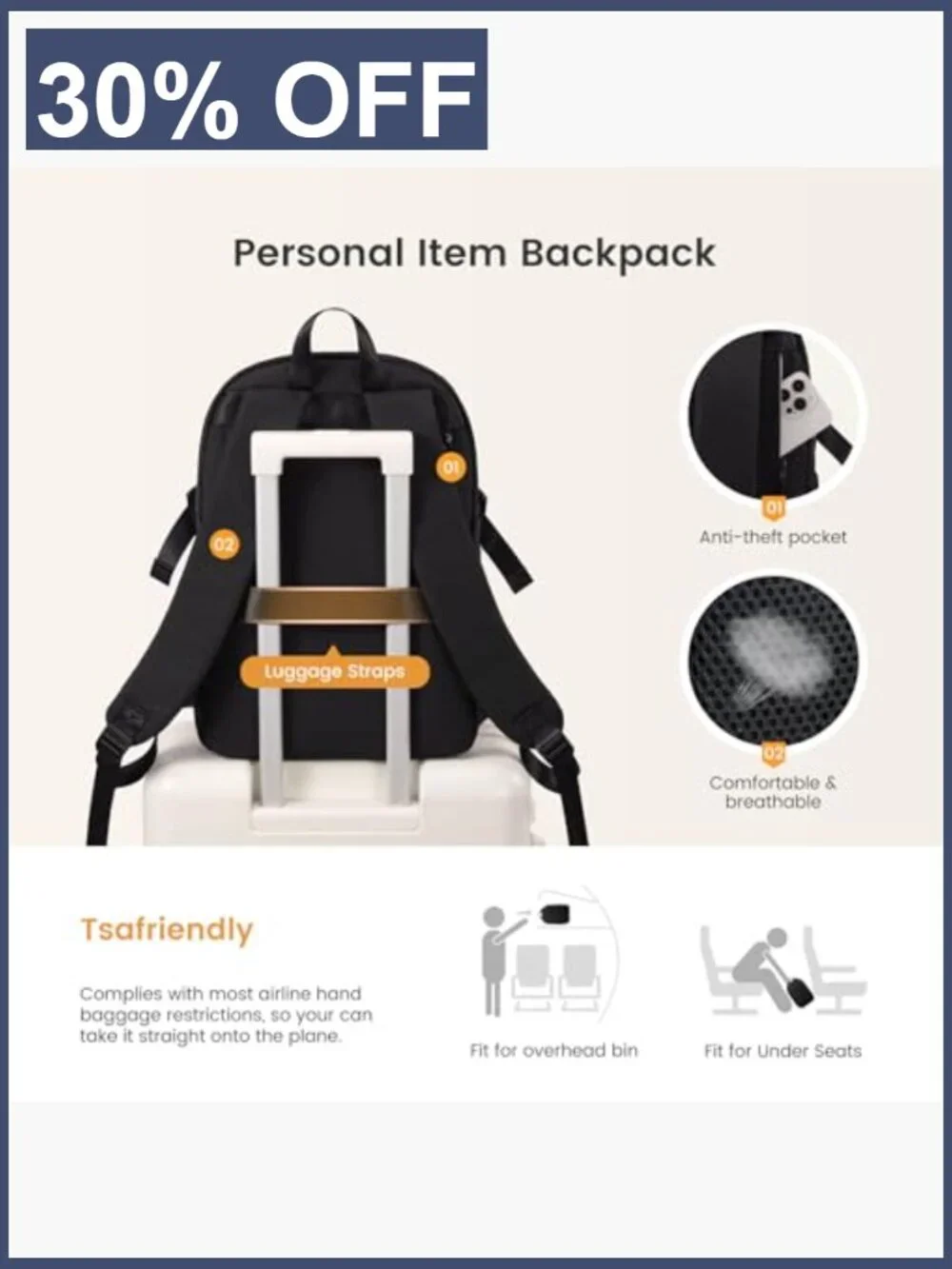 Waterproof Work College Laptop Backpack for Women with Cup Holder Trolley Sleeve